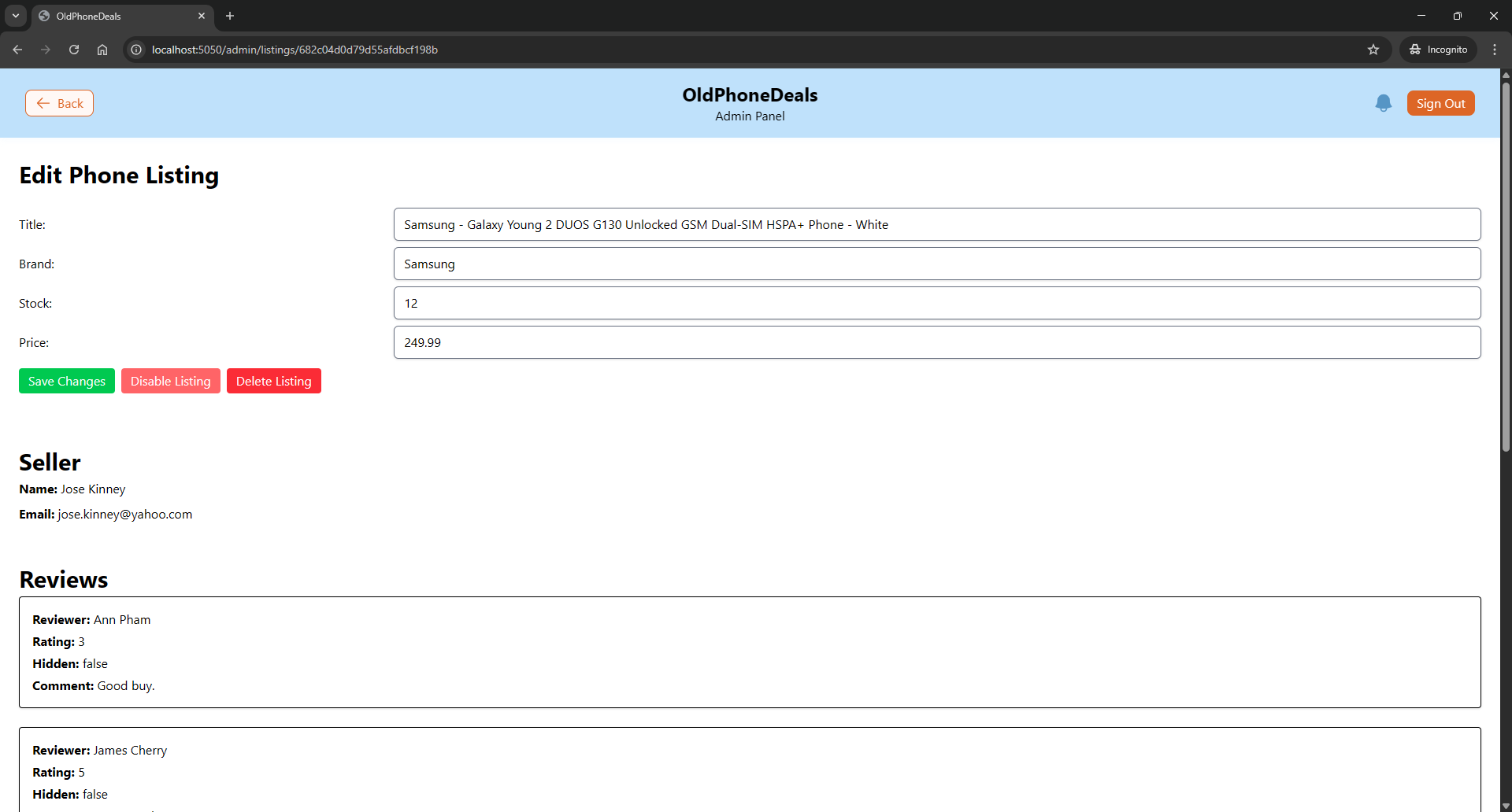 Image 7 of Full Stack Web App